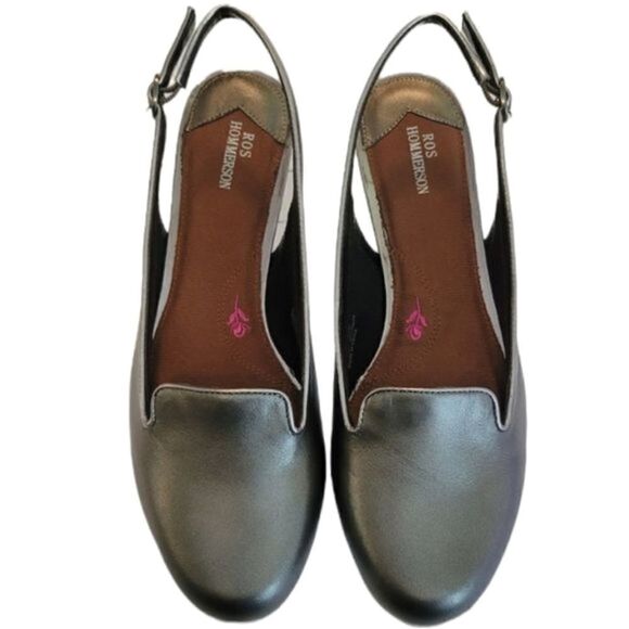 Ros Hommerson Oceana Pewer Leather Round Toe Slingback Sandal Shoes Size 9.5N - Picture 3 of 9